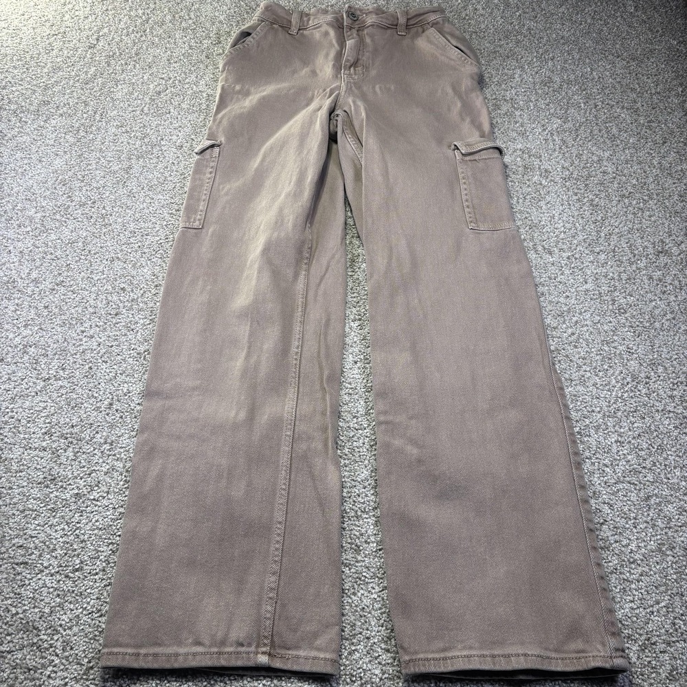 Hollister Ultra High-Rise Dad Jeans‎ Womens 25R Brown Cargo Straight Denim